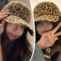 Miniatyrbild 3 av 11: Basebollkeps Leopardmönster Retrostil För Kvinnor Trendig På Stan Cool Personlighet Får Ansiktet Att Se Mindre Ut Spetsig Hatt Solskydd khaki One size