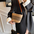 Miniatyrbild 5 av 11: Enkel Retro Sommarvävd Crossbody Väska för Dam, Mångsidig Modeväska Axelremsväska E2d4 Beige&Khaki One size