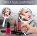 Miniatyrbillede 3 af 5: Håndtag dobbeltsidet makeup spejl blå