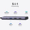 Miniatyrbild 1 av 5: UGREEN Type-C Dock, USB 3.0 & HDMI-adapter, 5-i-1 (15495)