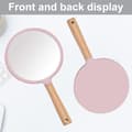 Miniatyrbillede 2 af 5: Håndtag makeup spejl-rund-pink