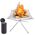 Miniatyrbild 1 av 4: Utomhus hopfällbar portabel eldstad, lämplig för utomhusgrillning och camping, enkel grill i rostfritt stål, stor storlek large size