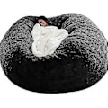 Miniatyrbild 3 av 5: Lat soffa Sittpuff Konstgjord päls Sittpuff Bönpåse Soffa (150cm*75cm svart)