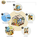 Miniatyrbild 5 av 5: 3D Dockhus DIY-modell med lampor Miniatyrkit i trä-Top Gif