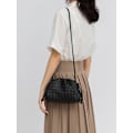 Miniatyrbild 2 av 5: PU vävd molnväska crossbody-väska, mini läderväska, semester-/födelsedagspresent till mamma, fru, vänner, röd Red