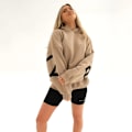 Miniatyrbillede 2 af 3: Hættetrøjer, moderigtige dame hættetrøjer med print, alsidige hættetrøjer med lange ærmer, afslappede løse toppe, khaki, XL Khaki XL