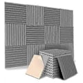 Miniatyrbild 1 av 4: 12-pack självhäftande akustikpaneler, ljudisoleringspaneler i skum, ljudisoleringspaneler med hög densitet för hemmet (grå) ( )