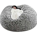 Miniatyrbild 4 av 5: Soffan Lazy Bean Bag i konstgjord päls (150 cm * 75 cm ljusgrå)