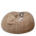 Miniatyrbild 5 av 5: Lat soffa Sittpuff Konstgjord päls Sittpuff Bönpåse Soffa (135cm*65cm khaki)