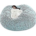 Miniatyrbild 5 av 5: Lat soffa Sittpuff Konstgjord päls Sittpuff Bönpåse Soffa (135cm*65cm himmelsblå)