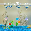 Miniatyrbillede 1 af 3: Flydende kugle til akvarium, lysende pufferfisk flydende kuglebobler, akvarium mikro landskabsdekoration, 5-delt sæt