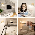 Miniatyrbild 5 av 5: (Wood Grain), Vägglampa för inomhusbruk, Touch LED-vägglampa med USB Char
