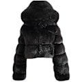 Miniatyrbild 1 av 5: Fuskpälskappa för kvinnor med huva, korta pufferjackor, fleece, korta, varma jackor, plus size, vinterjackor för kvinnor, hög kvalitet ( )