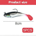 Miniatyrbilde 4 av 5: 5 stk. 8cm Myke Sluker for Havfiske med Skarpe Trippelkroker
