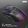 Miniatyrbillede 3 af 5: Hvid trådløs mus, RGB-belyst musehul Makroprogrammering Gamingmus 6 knapper til at slukke lys