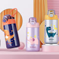 Miniatyrbilde 3 av 4: 350 ml termoskopp i rustfritt stål med etui Tegnet lekkasikkert vakuumflaske for barn Termisk Bærbar termoskopp - vakuumflasker & The 350ml