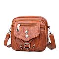 Miniatyrbillede 2 af 5: Vintage Håndtaske til Kvinder Lædertaske Skuldertaske Flere Lommer Cross Body Brown