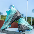 Miniatyrbillede 3 af 5: Fodboldstøvler til mænd Anti-slip Fodboldstøvler Knopper Græs Fodbold Sneakers 3A1126A Blue 34