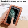 Miniatyrbillede 3 af 4: Ny PU mobilpung til kvinder med touch screen mobiltelefonpung brown