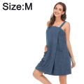 Miniatyrbilde 1 av 5: Badehåndklær for kvinner med stropper Pocket Spa Håndkle Badekåpe Blue Grey M