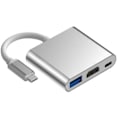 Pikkukuva 2 / 6: Type C - USB-keskitin, monitoiminen 3 in 1, 5 Gbps nopea, kannettava Type C -telakointiasema kotiin ja toimistoon, hopea