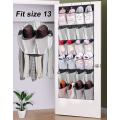 Miniatyrbillede 2 af 5: Hængende skostativ over døren Sko Opbevaring Organizer Holder 24 store mesh med hænger (sort)