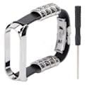 Pikkukuva 1 / 7: Retro Nahkainen Ranneke Xiaomi Mi Band 5/6 NFC:lle, Muoti Retro Nahkainen Kellonranneke, Musta Hopea