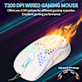 Miniatyrbillede 3 af 5: Kablet gamingmus, ergonomisk og let USB-computermus (hvid)