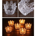 Miniatyrbild 2 av 5: Genomskinliga votivljushållare Set med 6 Crown Glas värmeljusstakar för bröllop, fest och heminredning