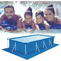 Miniatyrbild 4 av 5: Poolmatta, 500x300 CM Poolmatta över marken, hopfällbar rektangulär Vattentät Poolgolvmatta, Pool Fl