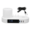 Miniatyrbilde 1 av 7: Trådløs Lader Klokke Multifunksjon Berøringskontroll Fargerikt Nattlys 6USB Grensesnitt Hurtigladestasjon 100V‑240V EU Plugg