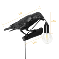 Miniatyrbillede 5 af 5: Fuglelampe Resin Crow Led-lys Soveværelsesvæglampe Bord Stuekunstdekoration (sort#3)