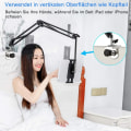 Miniatyrbilde 2 av 8: Tablettstativ Tablettstativ Holder for nettbrett 360 grader roterende med stabil aluminiumsarm for iPad, nettbrett, telefon