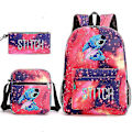 Miniatyrbillede 1 af 2: Lilo Stitch Stitch rygsæk, skuldertaske, blyanttaske, sort studentertaske, 3-delt sæt, Flammerød A