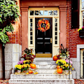 Miniatyrbilde 3 av 5: Ytterdør Høstkrans - Hjem Høst Dekor - Gresskar Krans - Halloween Thanksgiving Utendørs