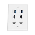 Miniatyrbillede 5 af 7: 6 Port Vægplade 2xHD Multimedie Interface 2xCat6 2xUSB3.0 RJ45 Ethernet Vægplade til HDTV Projektor Computer