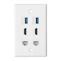Miniatyrbillede 3 af 7: 6 Port Vægplade 2xHD Multimedie Interface 2xCat6 2xUSB3.0 RJ45 Ethernet Vægplade til HDTV Projektor Computer