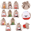 Miniatyrbilde 2 av 5: 10 stk Trekkstrengpose Burlap Gavepose Party Godteriposer Random pattern-10pcs