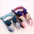 Miniatyrbilde 5 av 5: Purplr rosa trådløse katteører hodetelefoner bluetooth headset for barn voksne az20794