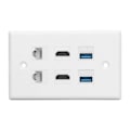 Miniatyrbillede 2 af 7: 6 Port Vægplade 2xHD Multimedie Interface 2xCat6 2xUSB3.0 RJ45 Ethernet Vægplade til HDTV Projektor Computer
