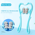 Miniatyrbild 3 av 10: 6-hjuls nackmassager Trigger Point Roller, smärtlindring Shiatsu massager för nacke, axel, arm, ben, rygg blå