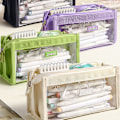 Miniatyrbillede 2 af 8: Sekslags pennepose Transparent penne lynlås pennepose Green