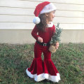 Miniatyrbild 5 av 8: Christmas Cosplay långärmad Bell Bottom Velvet Suit Party grön 100cm red 120cm