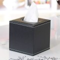 Miniatyrbillede 2 af 5: Vævæskeskrinholder, Vævæskeskrin Cover Serviettholder PU Læder Vævæskespender Ansigts Vævæskeskrin til hjemmekontor Bil Vævæskeskrin Cover (sort)