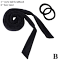 Miniatyrbillede 1 af 5: Varmefri krøllebånd Lazy Sleeping Curly Ribbon til kvinder sort med to hårbånd