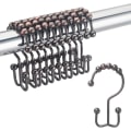 Miniatyrbild 1 av 5: Duschdraperikrokar Rostbeständiga Duschdraperiringar Metall Dubbelglidrullar Duschkrokar För Badrum Duschgardinstänger Gardiner, Set med 12