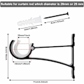 Miniatyrbild 4 av 5: 4 STK Gardinstångshållare i aluminiumlegering 118cm Rostsäker Gardin P