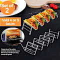 Miniatyrbilde 5 av 5: Tacoholder stativ rustfritt stål 4 lommer taco rack bølgeform
