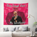 Miniatyrbillede 5 af 5: Mr. Worldwide Says To Live Laugh Love Gobelæng Væghængning til Stue Soveværelse Indretning 40' x 60