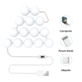 Miniatyrbilde 3 av 5: 14 stk LED sminkespeillamper Smart sensorstyring Sminkespeillamper Badromsspeillampe med 1,5 m USB-kabel LED-lysstrimler 14 stk.